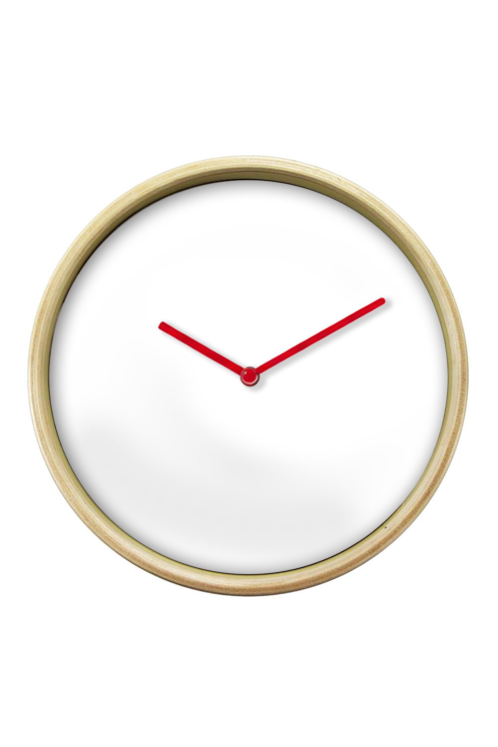Natural Wall Clock, Red Hands — blank product