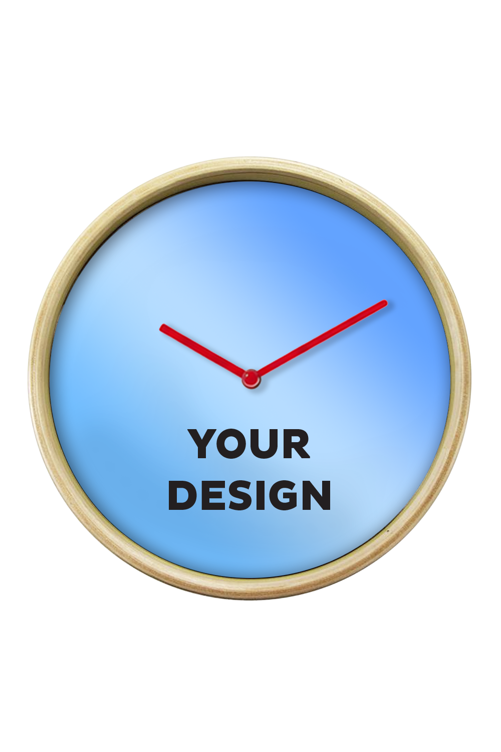 Natural Wall Clock, Red Hands