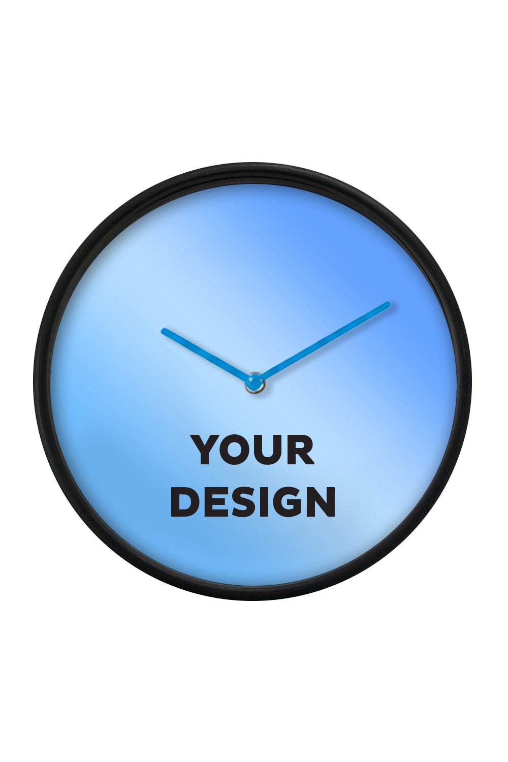 Black Wall Clock, Blue Hands